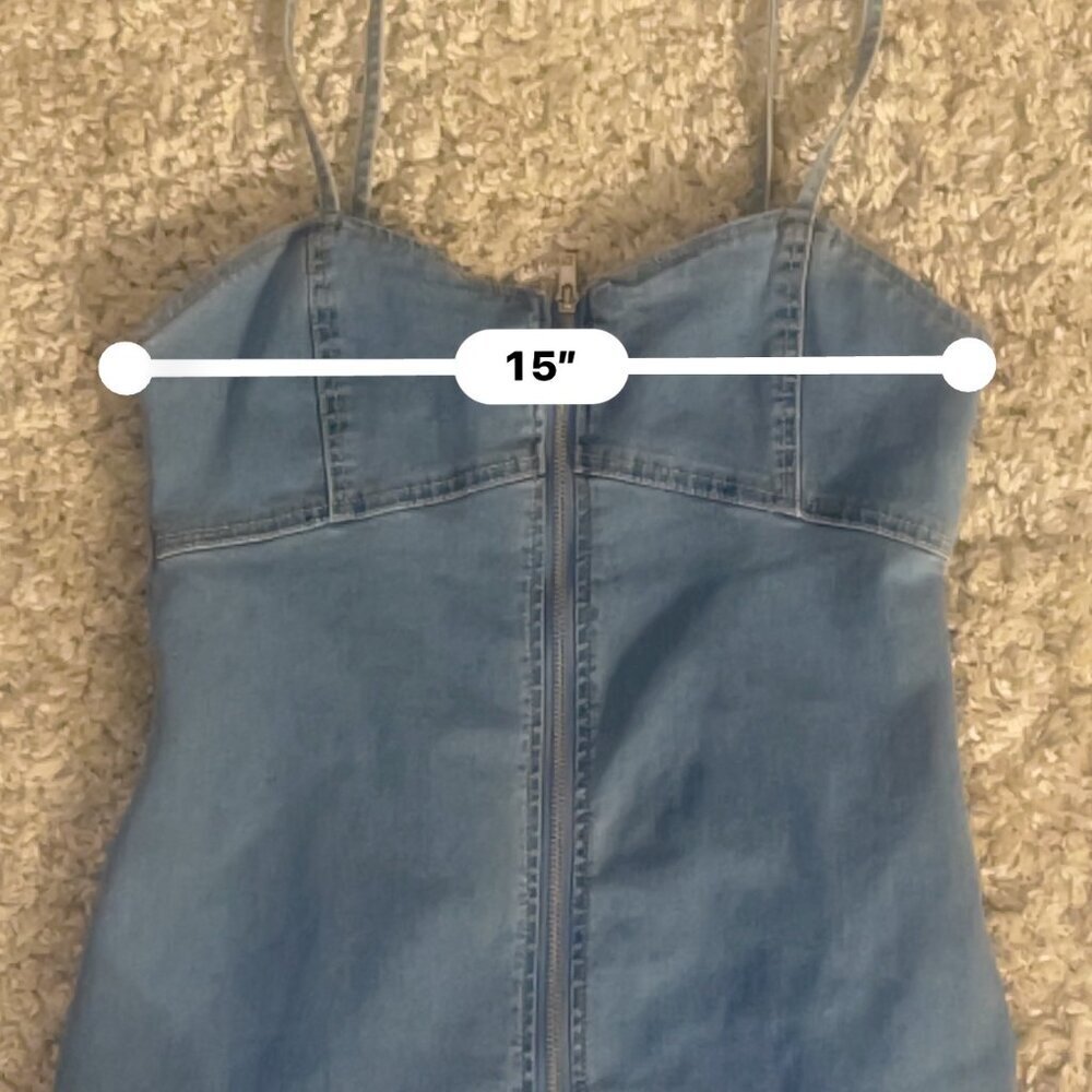 Forever 21 Denim Zip Front Bodycon Mini Dress (M) | NWOT - Picture 4 of 10
